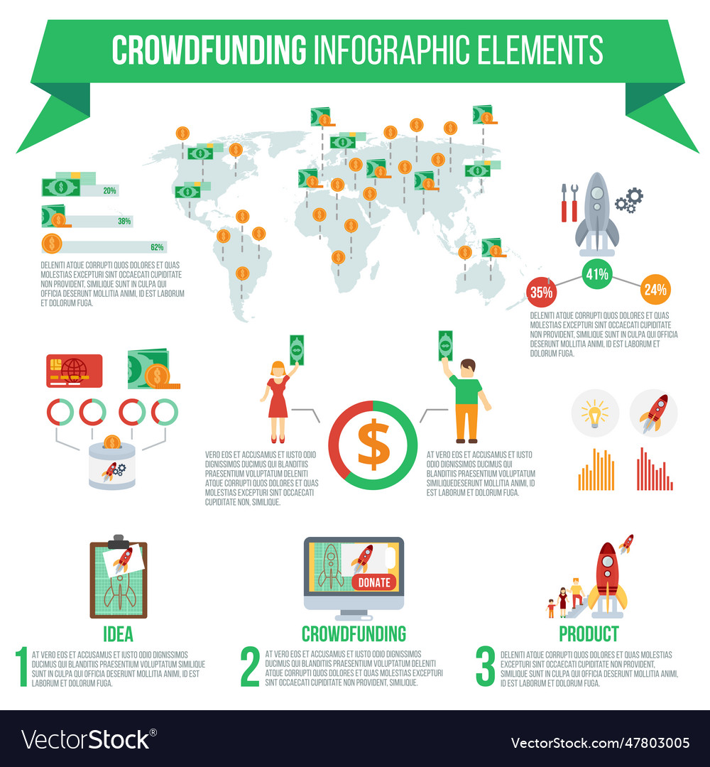 Crowdfunding Infographic Set Royalty Free Vector Image