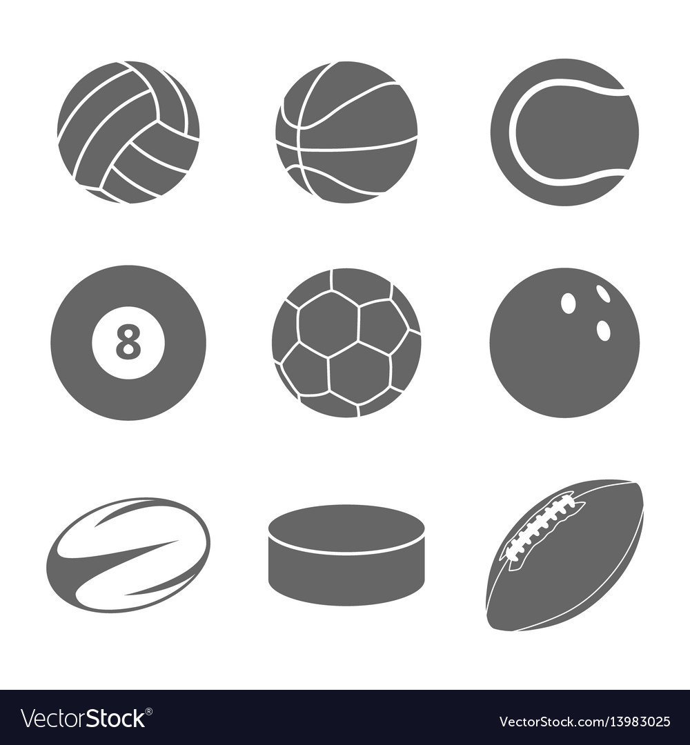 Sport Balls Icon Set On White Background Vector Image