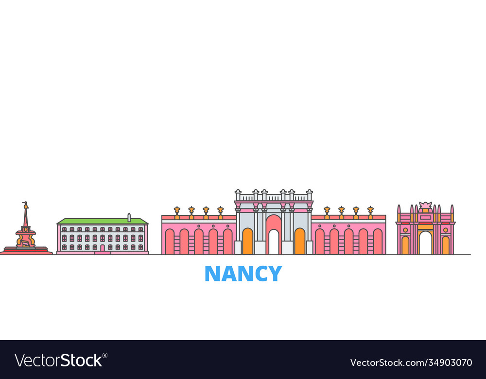 France Nancy Line Cityscape Flat Travel Royalty Free Vector