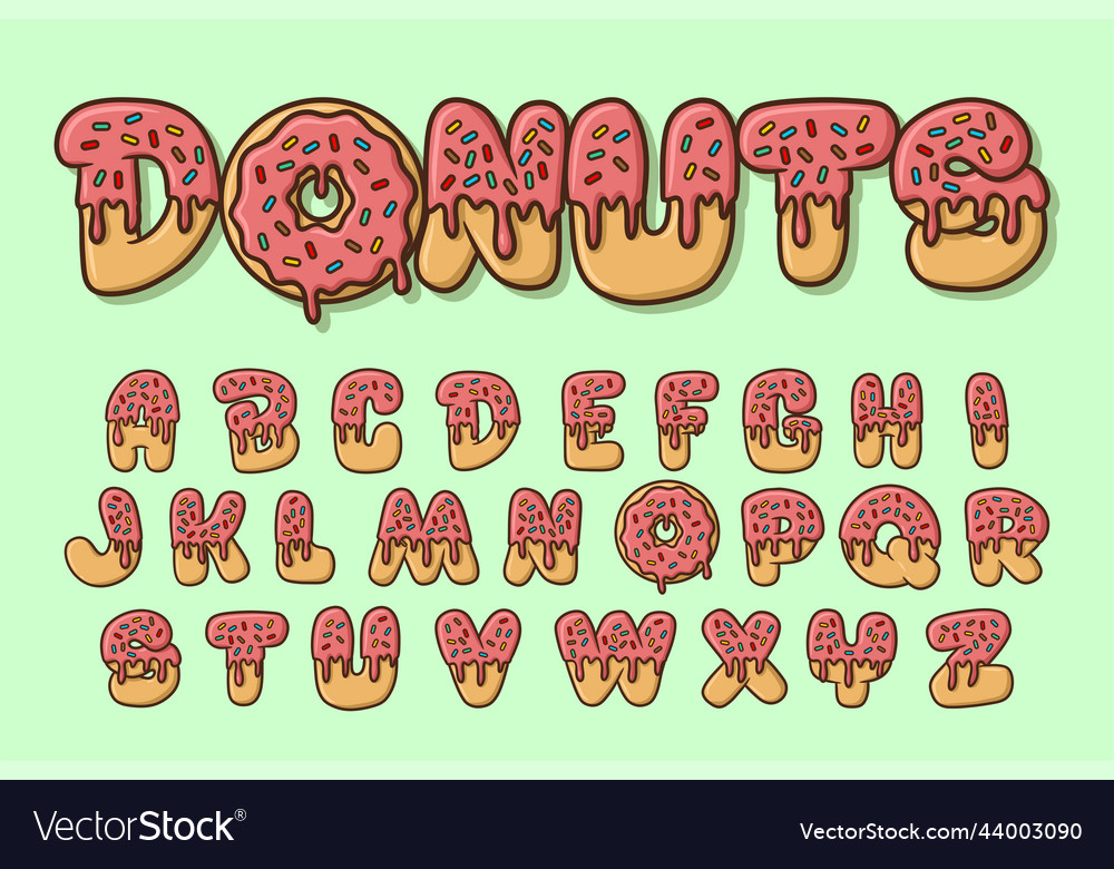 Alphabet Donuts Text Letters Royalty Free Vector Image