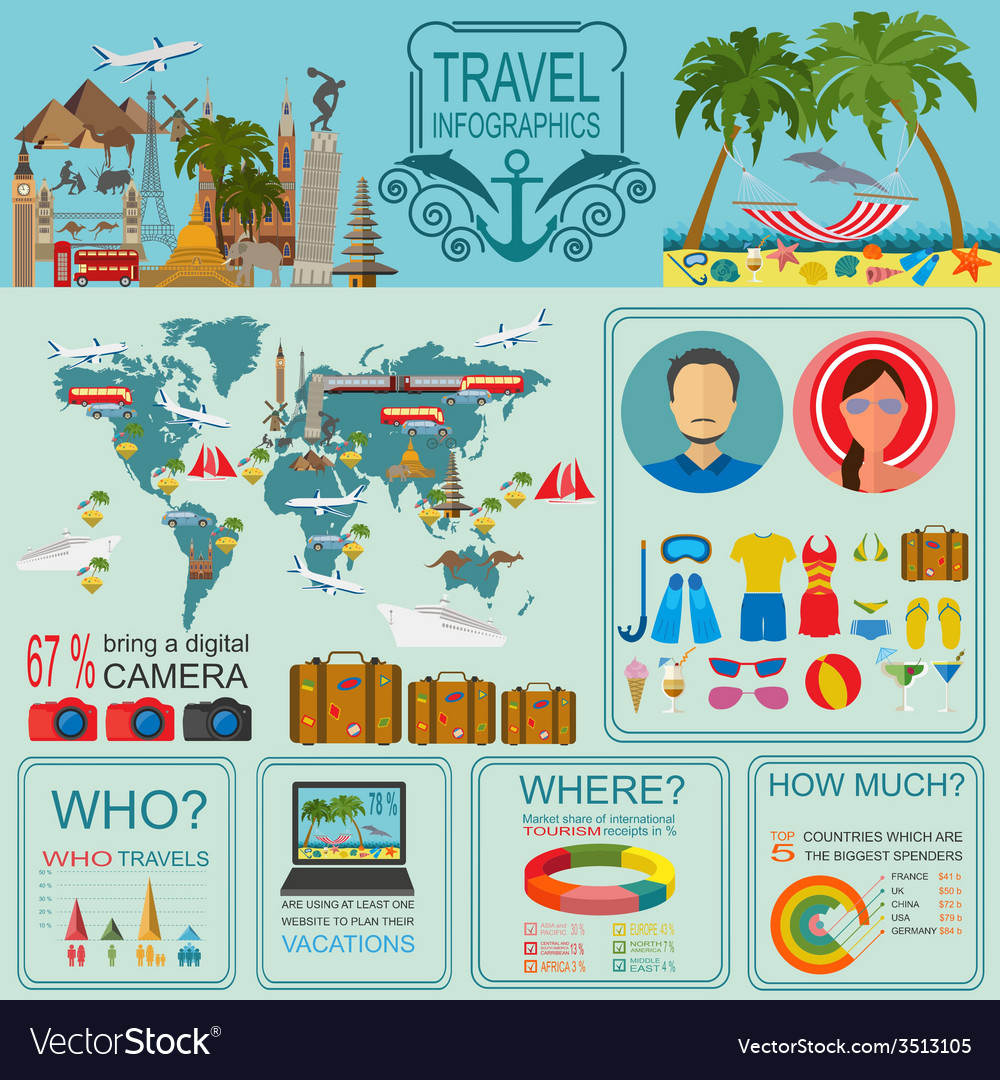 Travel Vacations Beach Resort Infographics Vector Image