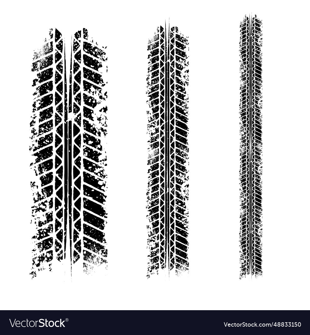 Grunge Horizontal Tire Track Set Royalty Free Vector Image