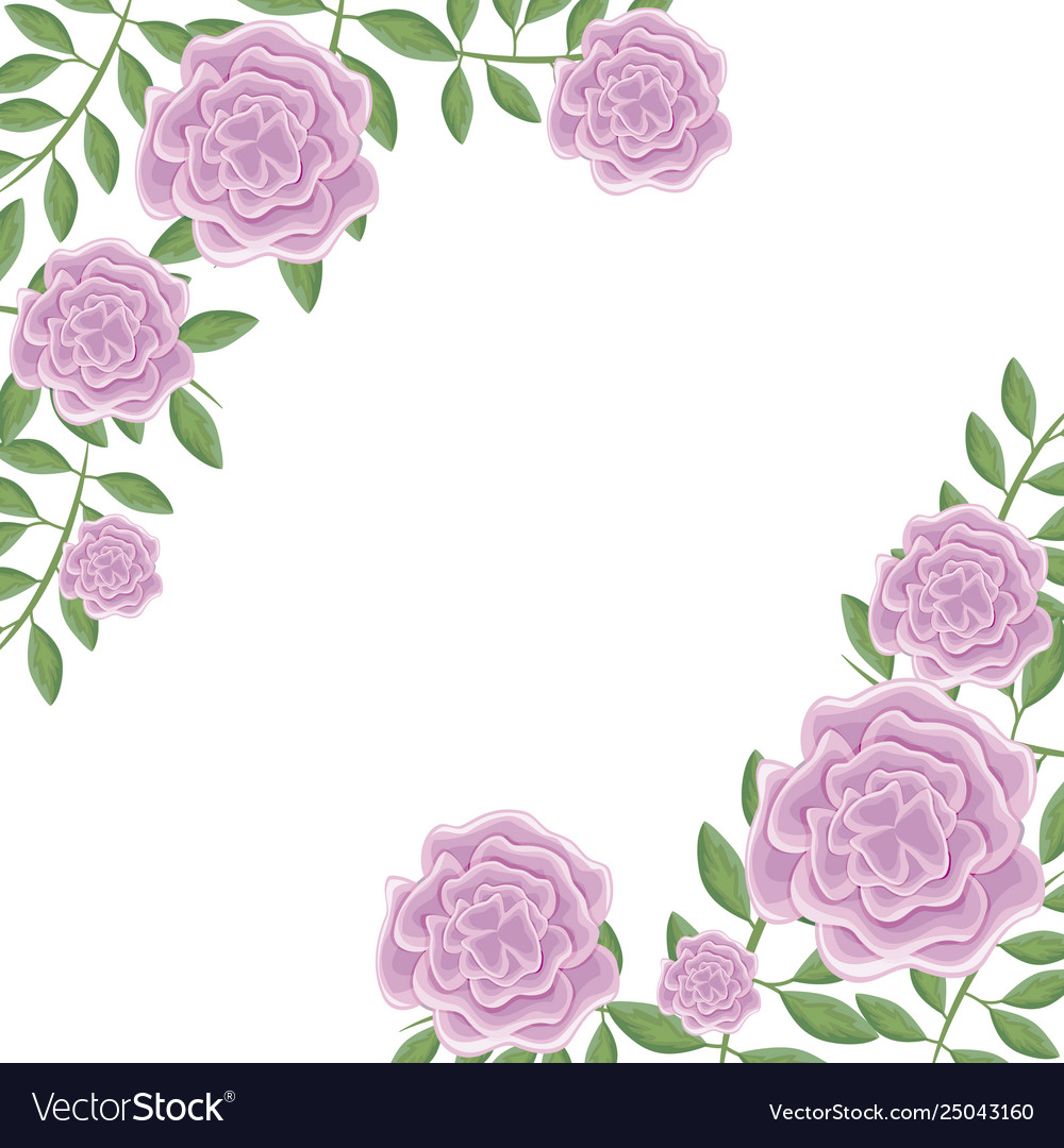 Frame Beautiful Flowers With Branches And Leafs Vector Image