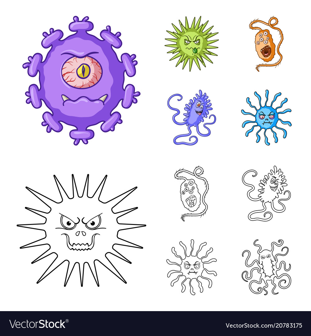 Different Types Of Microbes And Viruses Royalty Free Vector