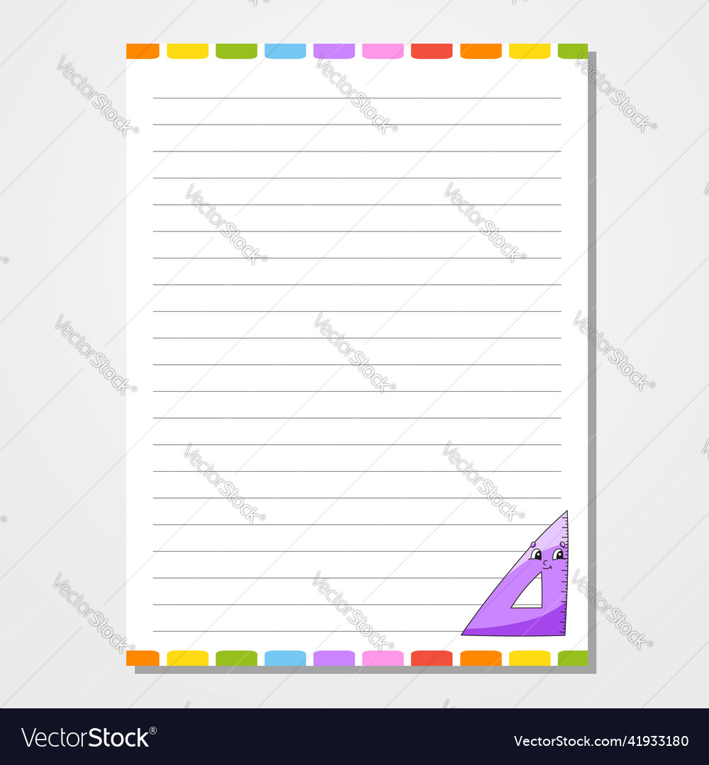 Sheet Template For Notebook Notepad Diary Lined Vector Image