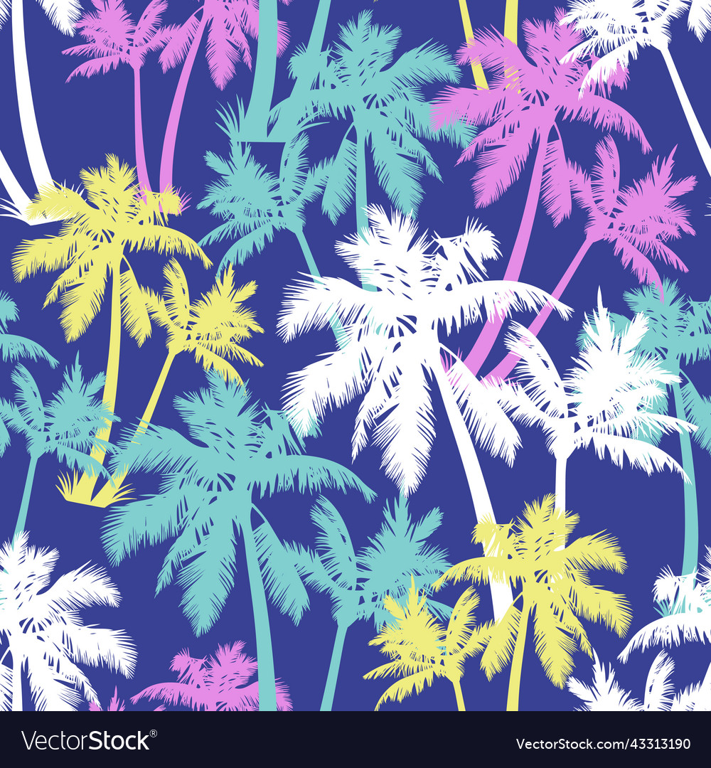 Palm Tree Silhouettes Seamless Pattern Royalty Free Vector