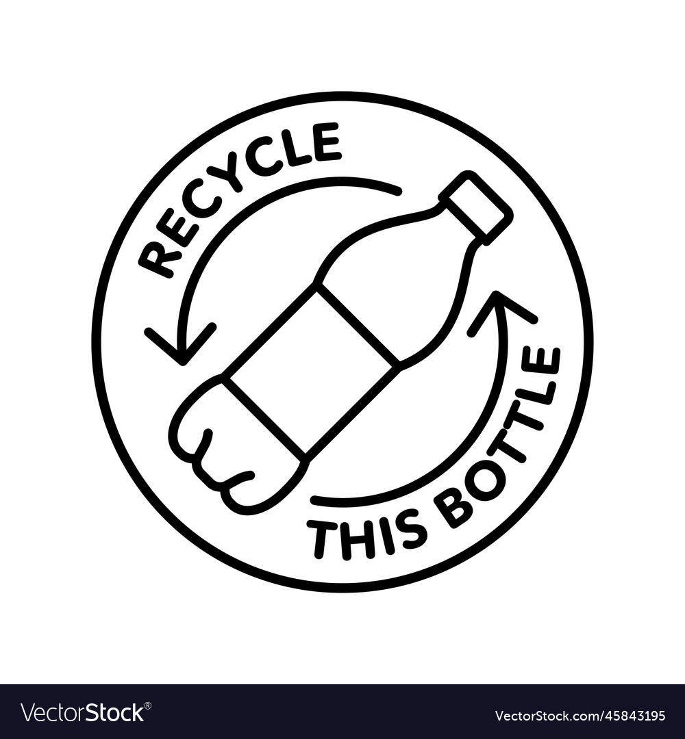 Recycle Plastic Bottle Icon Logo Badge Royalty Free Vector