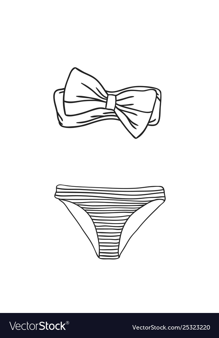 Hand Drawn Summer Bikini Actual Tropical Vector Image