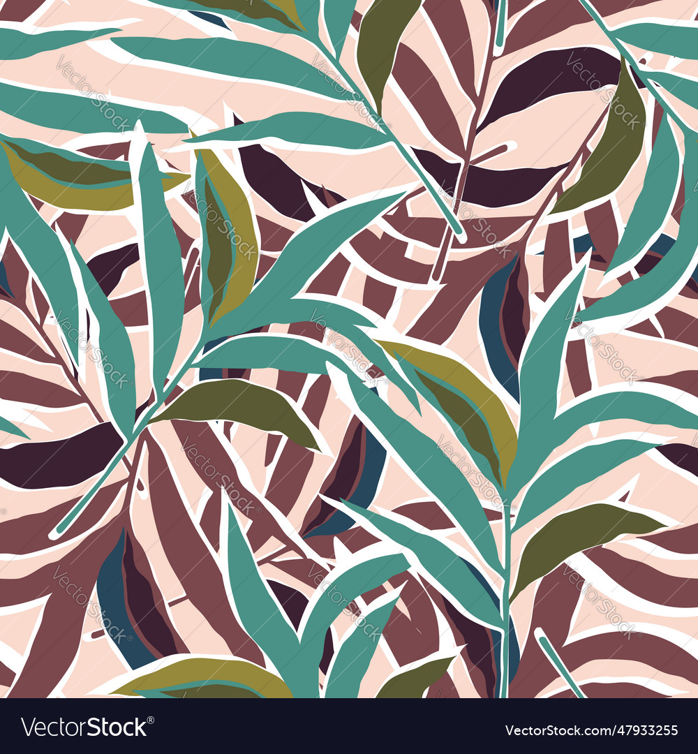 Stylized Tropical Palm Leaves Wallpaper Jungle Vector Image