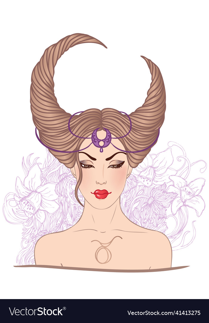 Taurus Astrological Sign As A Beautiful Girl Vector Image