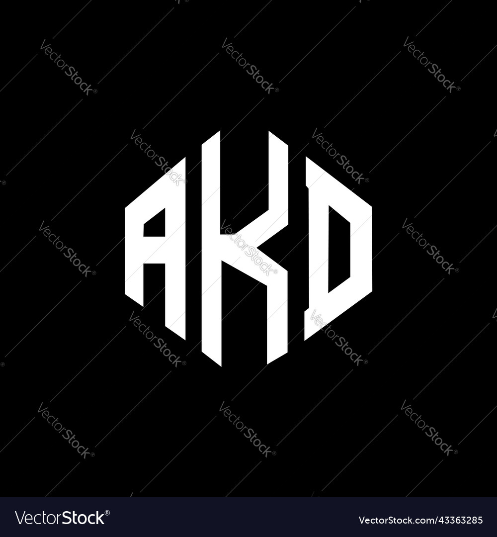 Akd Letter Logo Design With Polygon Shape Vector Image