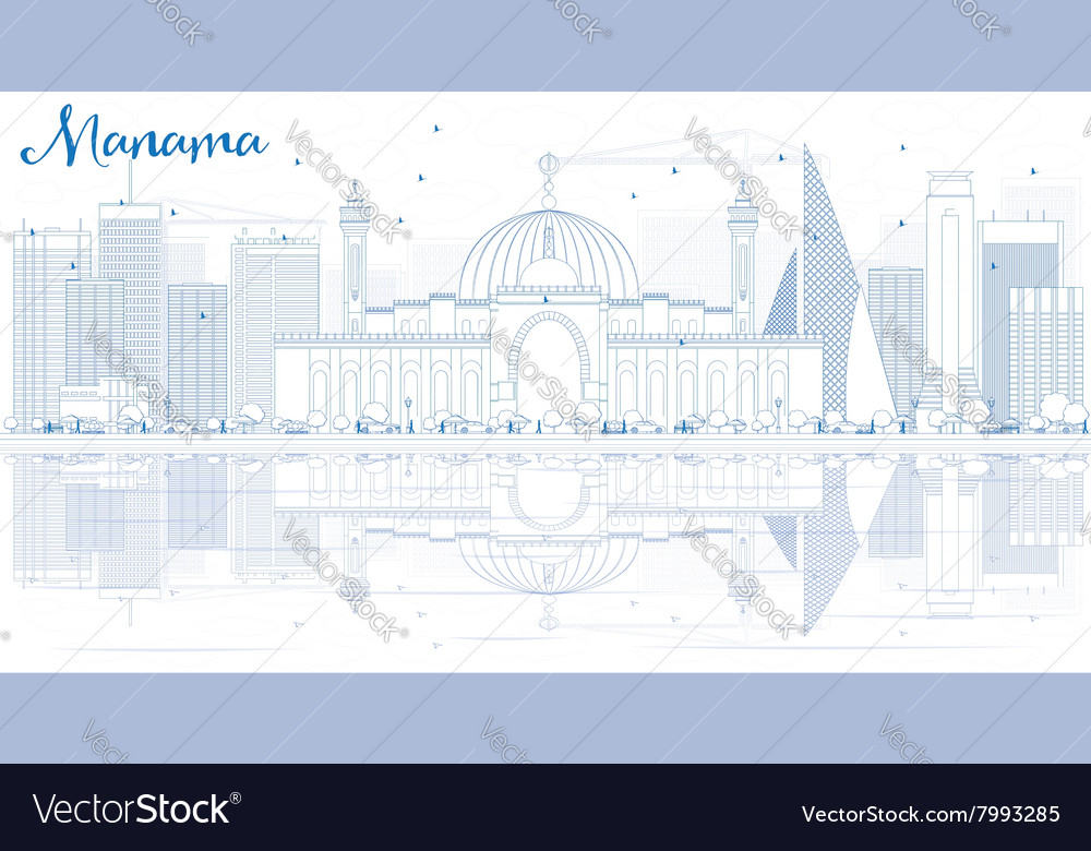 Outline Manama Skyline With Blue Buildings Vector Image