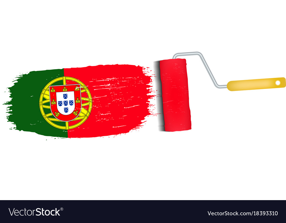 Brush Stroke With Portugal National Flag Isolated Vector Image