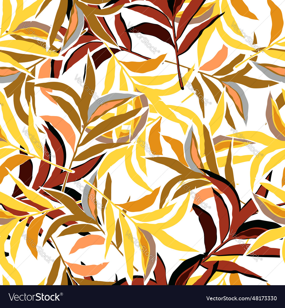 Stylized Tropical Palm Leaves Wallpaper Jungle Vector Image