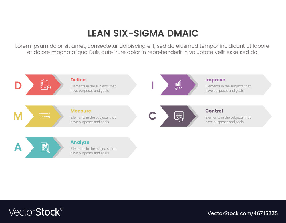 Dmaic Lss Lean Six Sigma Infographic Point Vector Image