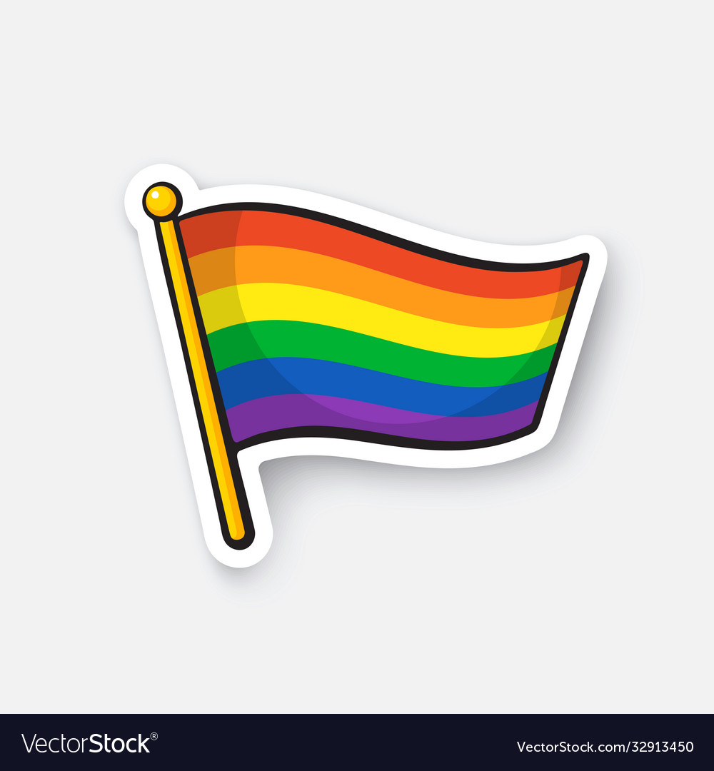 Sticker Flag Lgbt Community On Flagstaff Vector Image