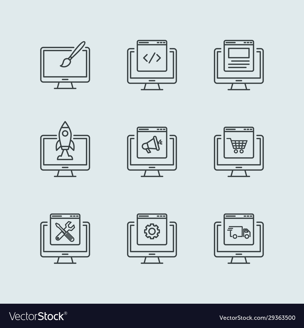 Computer Programming Icons Set Programmer Vector Image