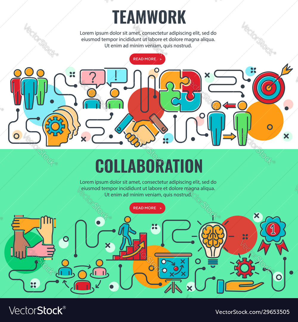 Teamwork And Collaboration Banners Royalty Free Vector Image