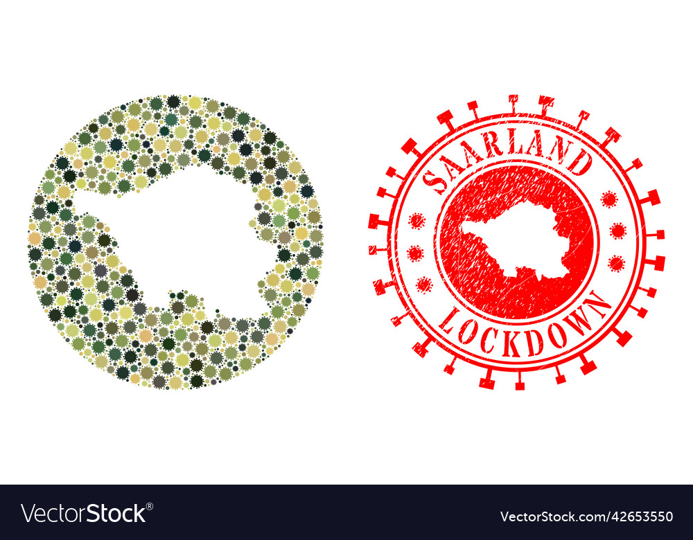 Lockdown Watermark Stamp And Covid19 Virus Mosaic Vector Image