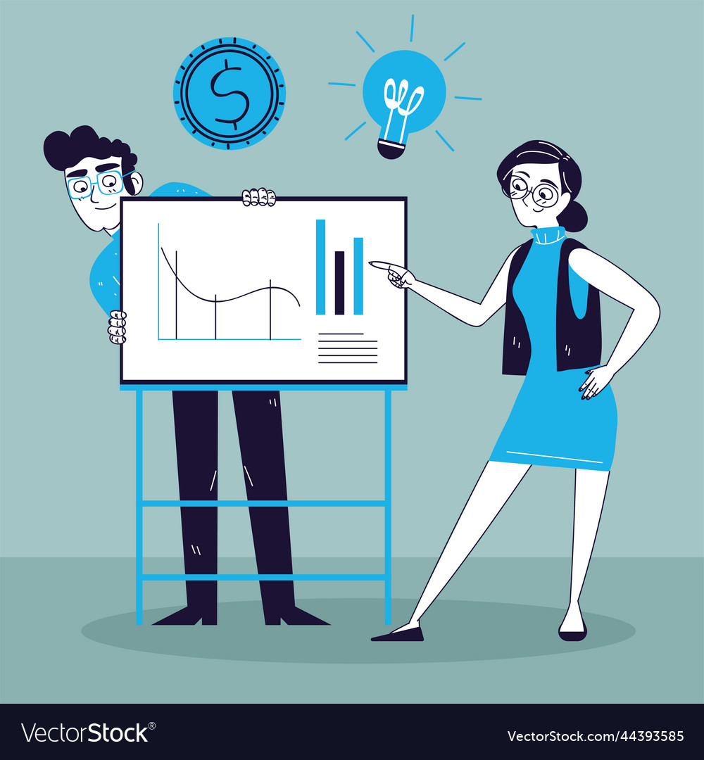 Business People With Report Royalty Free Vector Image