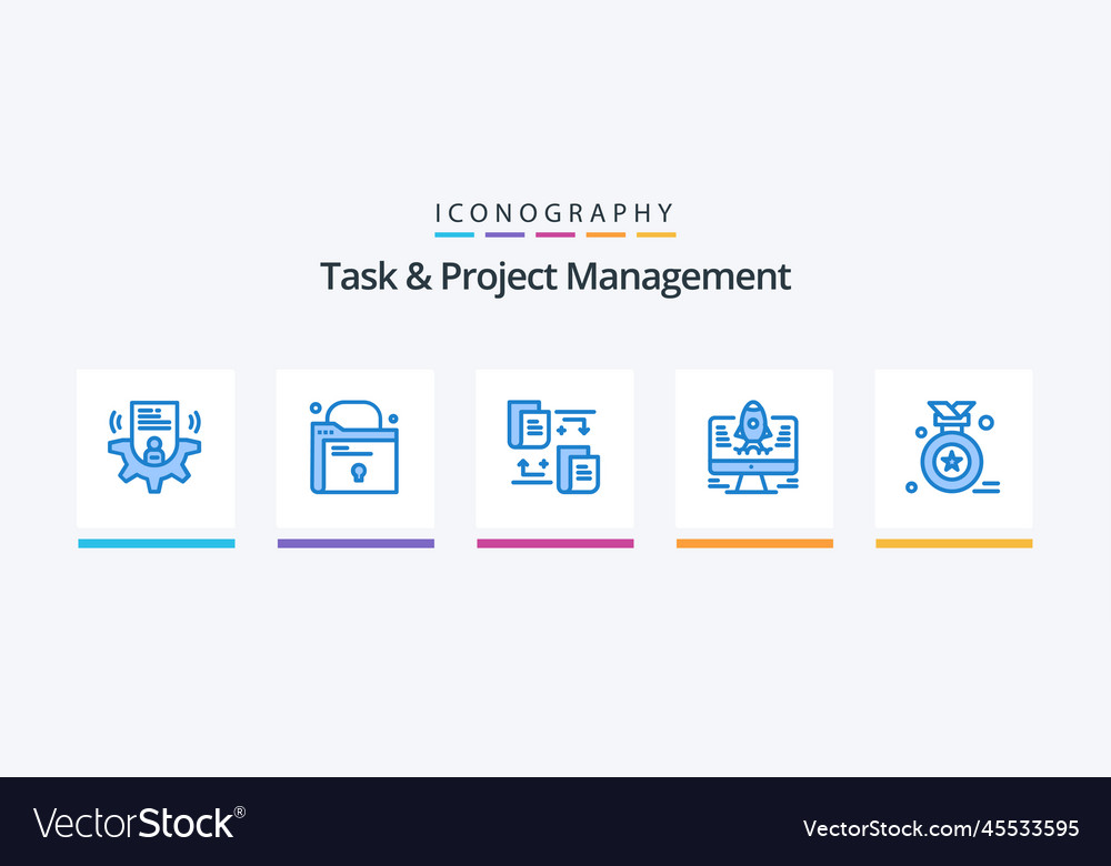 Task And Project Management Blue Icon Pack Vector Image