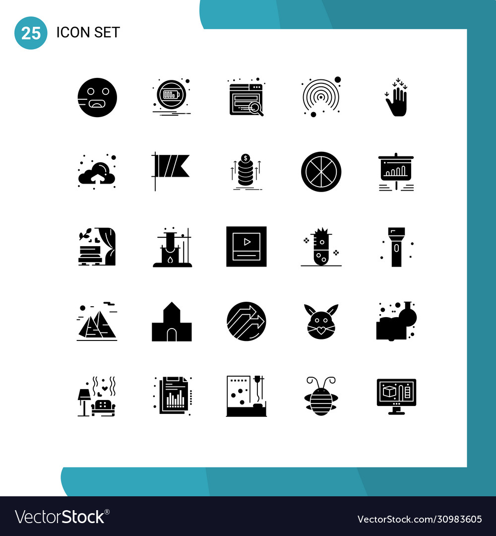 Pictogram Set Simple Solid Glyphs Down Vector Image