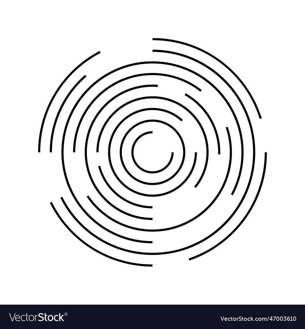 Concentric Circles With Broken Lines Isolated Vector Image