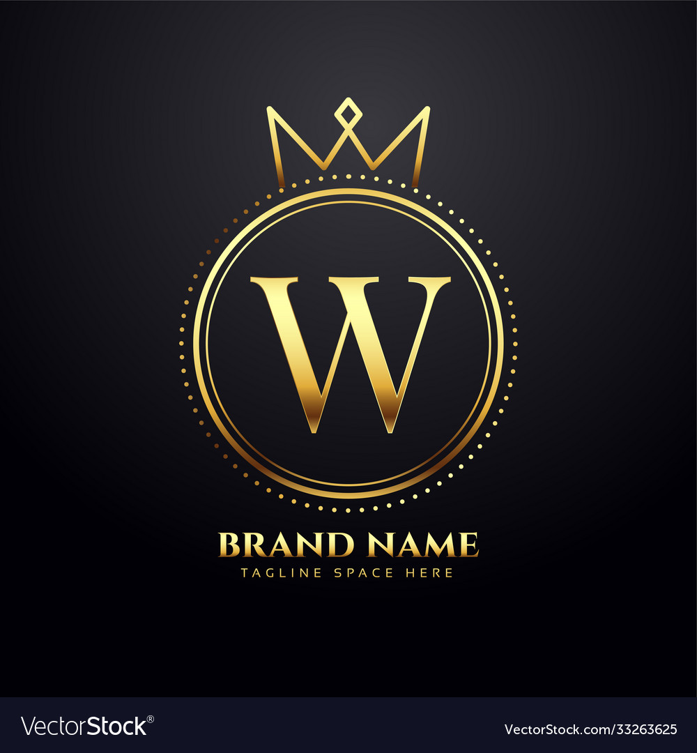 Letter W Golden Logo Concept With Crown Shape Vector Image