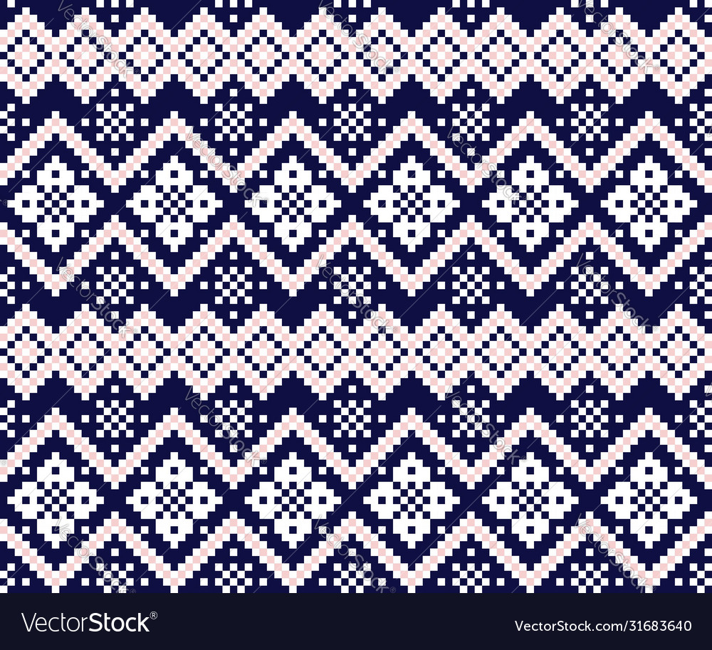 Pink Navy Christmas Fair Isle Seamless Pattern Vector Image