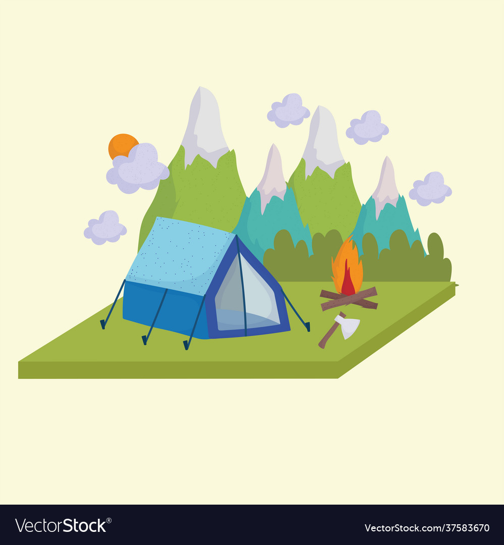 Camping Tent Campfire Royalty Free Vector Image