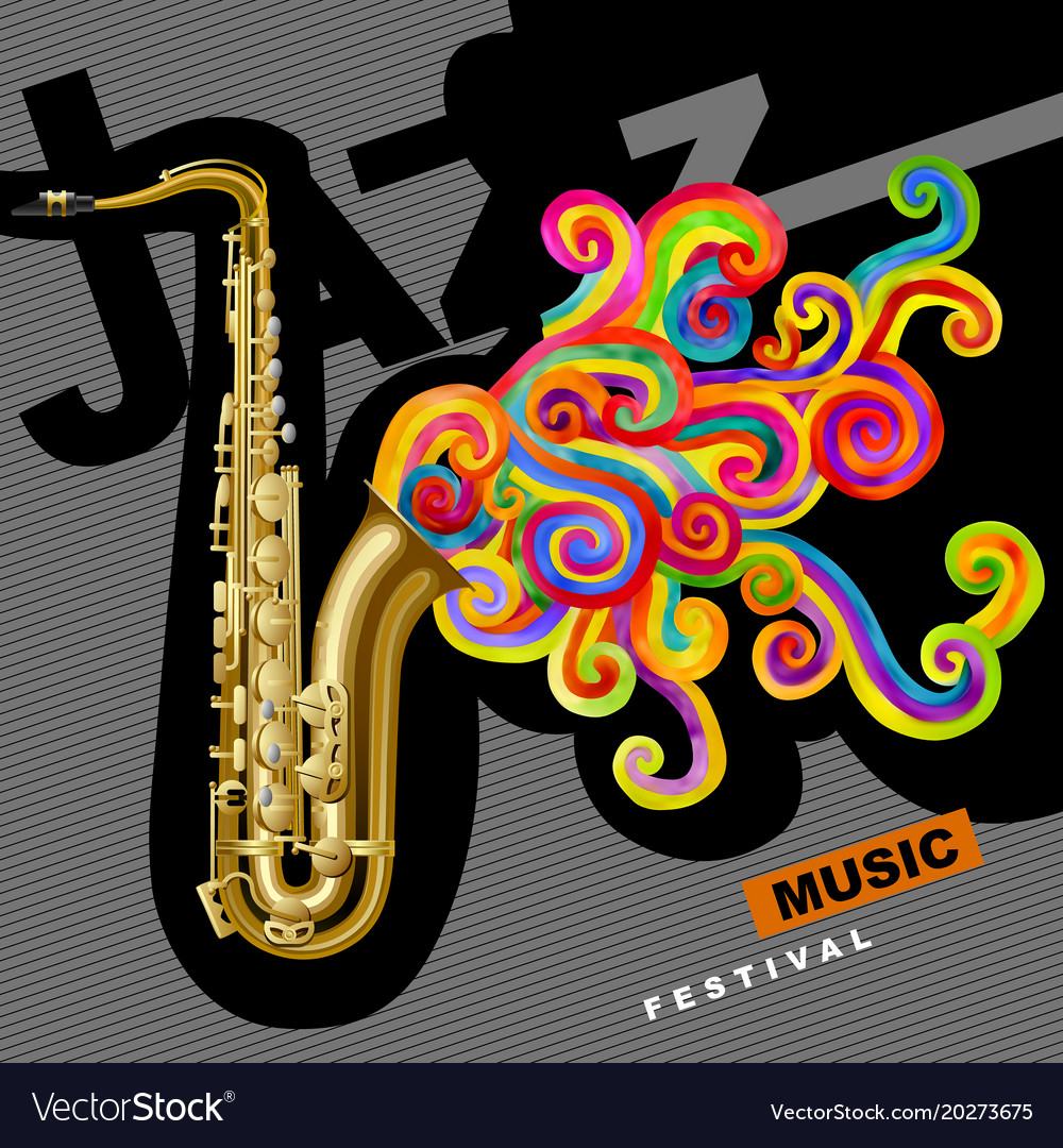 Jazz Music Festival Poster And Cover With Vector Image