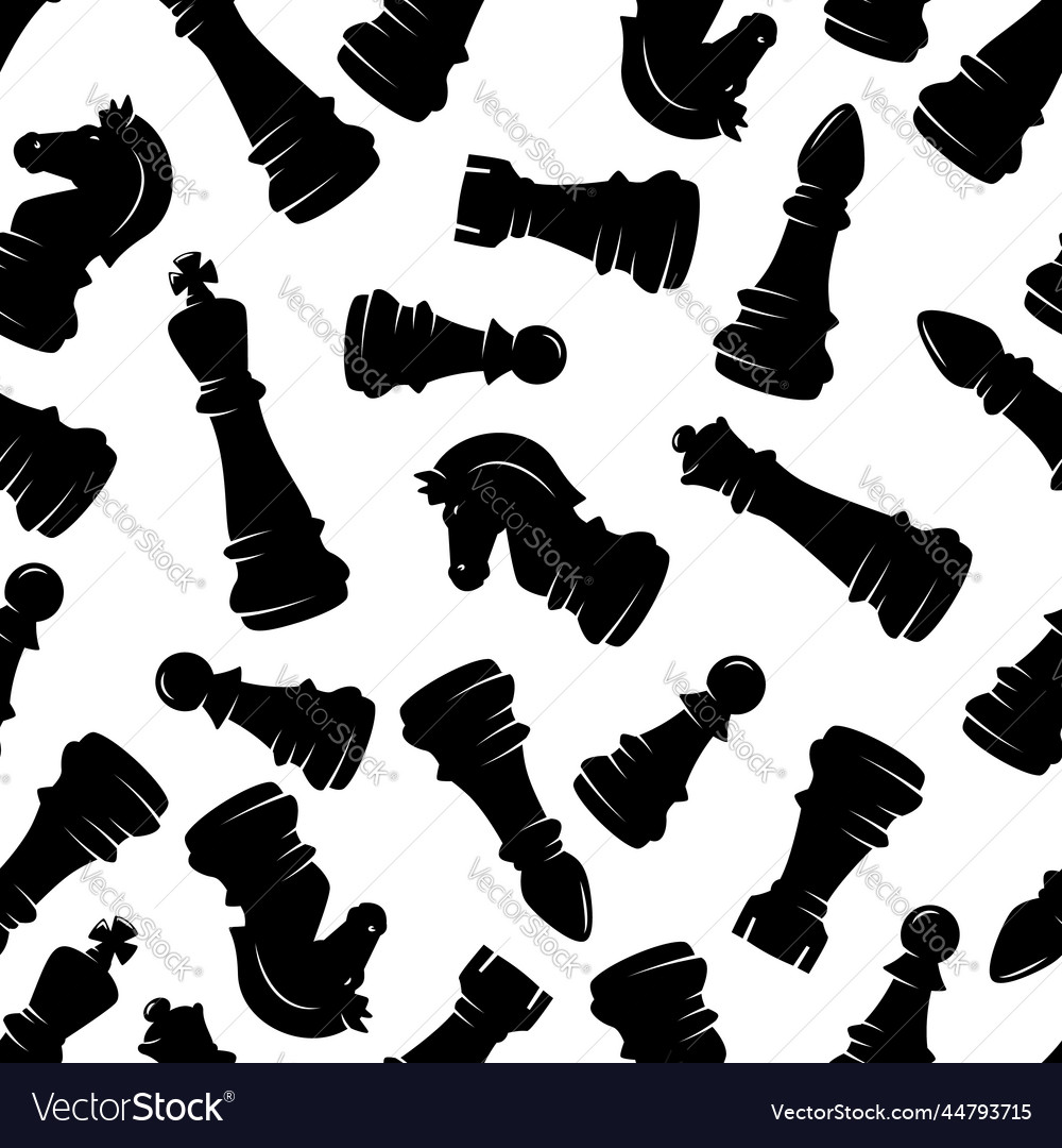 Seamless Pattern With Chess Figures Design Vector Image