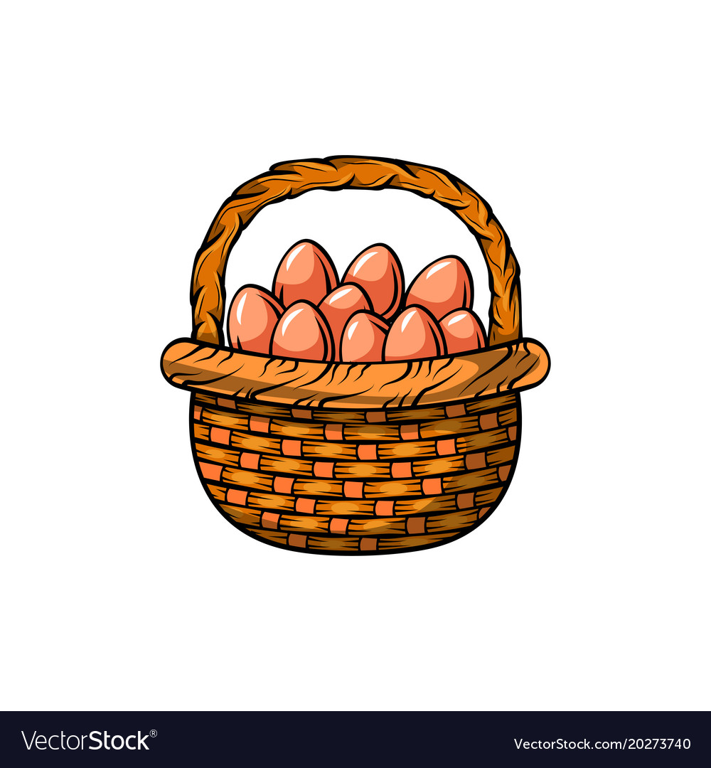 Basket With Easter Eggs Royalty Free Vector Image