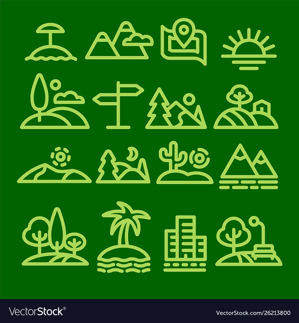 Landscapes Icons Set Royalty Free Vector Image