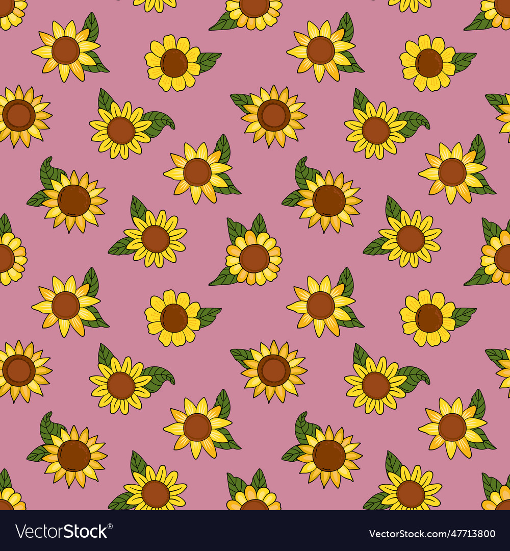 Seamless Pattern With Sunflowers Royalty Free Vector Image