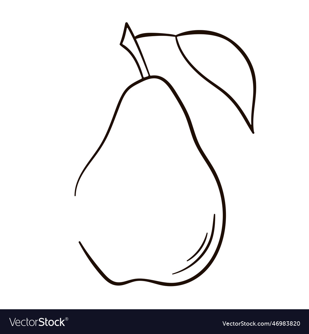 Pear Icon Outline Line Art Doodle Style Royalty Free Vector