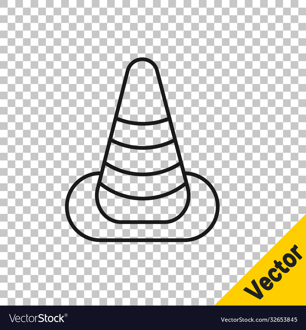 Black Line Traffic Cone Icon Isolated Royalty Free Vector