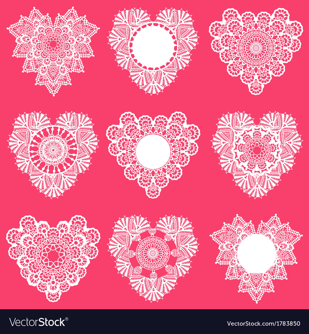 Set Of Lace Hearts Royalty Free Vector Image Vectorstock