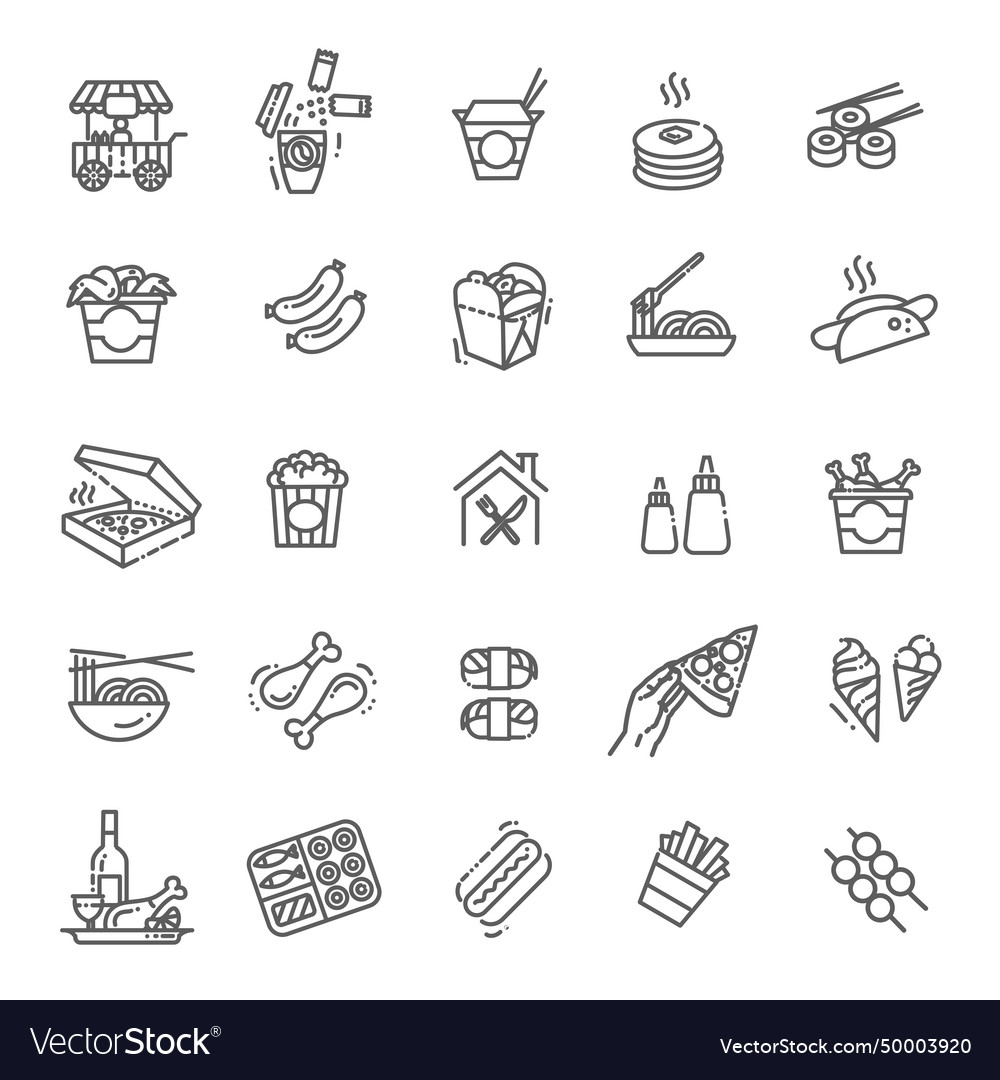 Food Courts Icons Set Outline Set Of Food Courts Vector Image