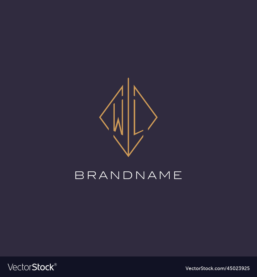 Initial Letter Wl Logo Monogram With Diamond Vector Image