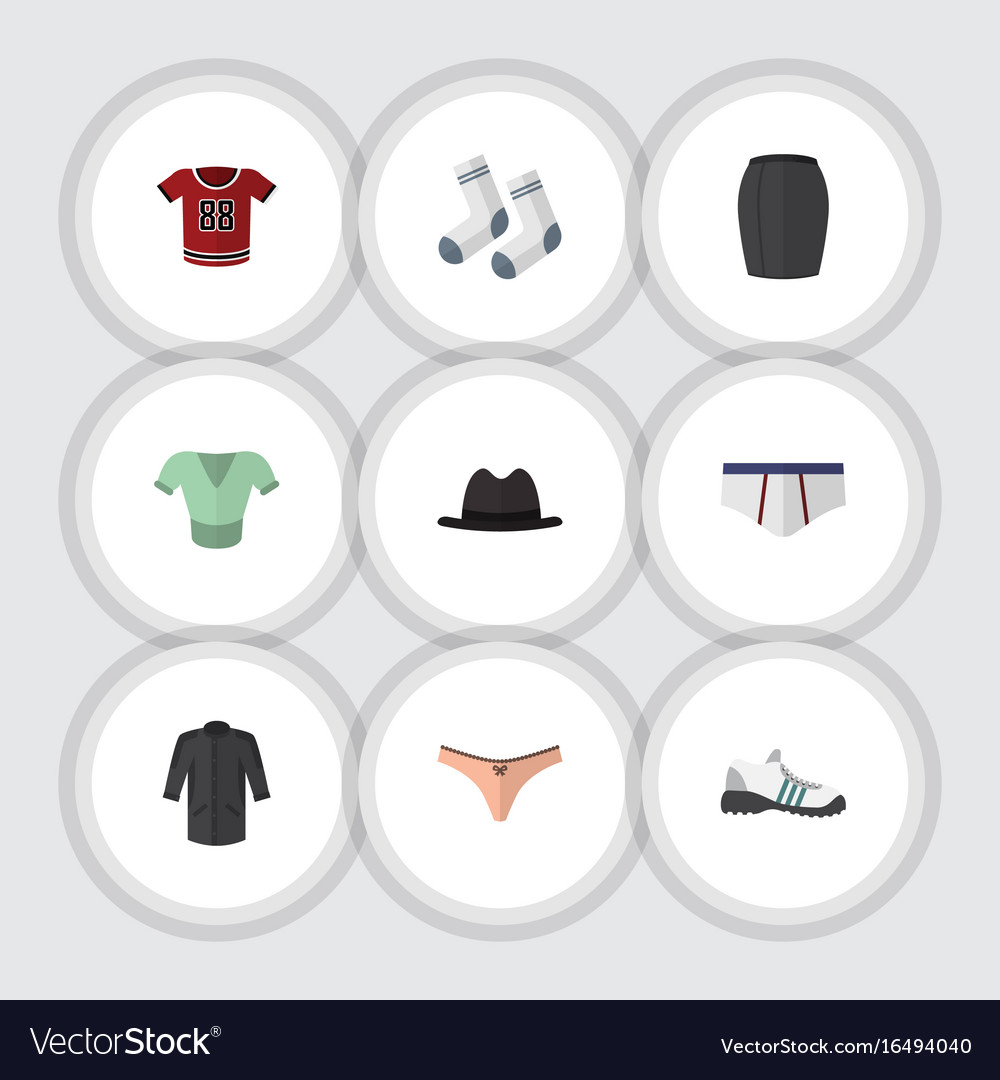 Flat Icon Dress Set Of Lingerie Panama Foot Vector Image