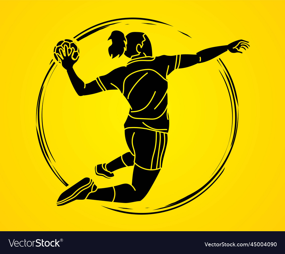 Handball Sport Female Player Action Cartoon Vector Image