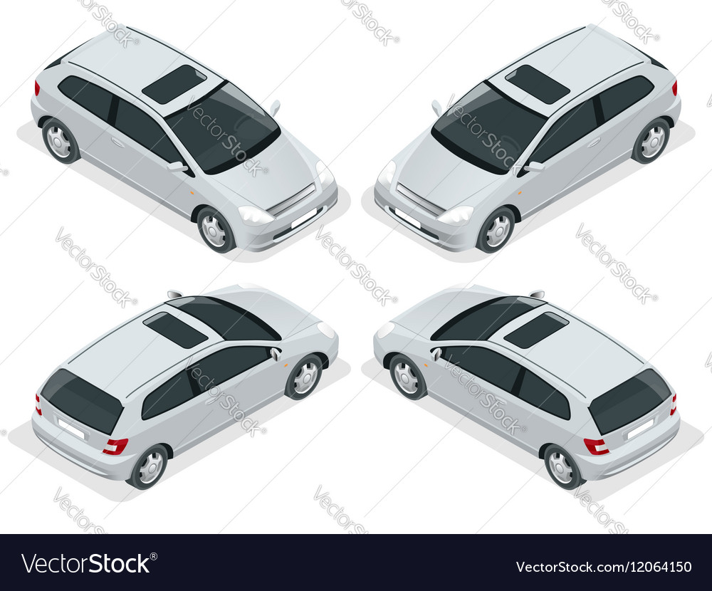 Door Hatchback Car Isolated Isometric Royalty Free Vector