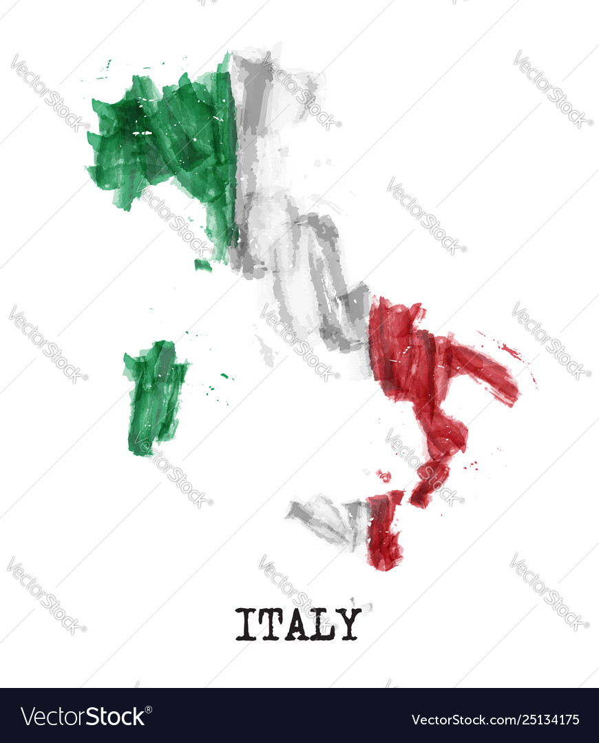 Italy Flag Watercolor Painting Design Country Vector Image