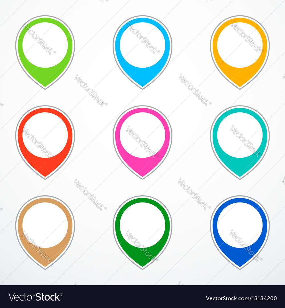 Set Map Pins Royalty Free Vector Image Vectorstock