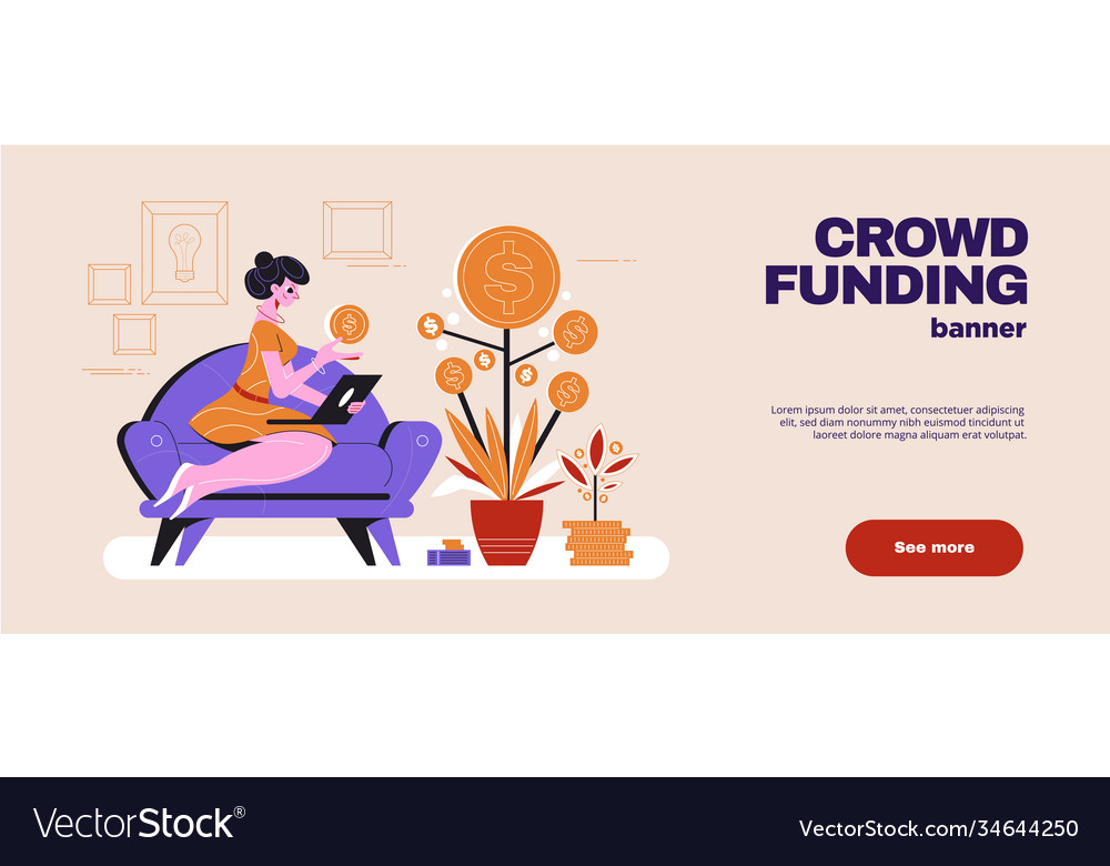 Crowdfunding Website Banner Royalty Free Vector Image