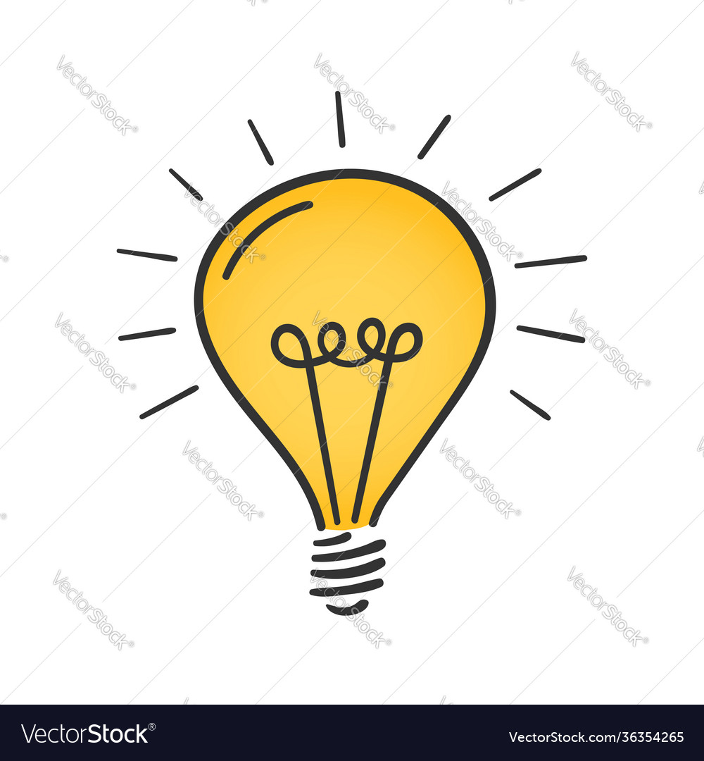 Yellow Lightbulb Royalty Free Vector Image Vectorstock