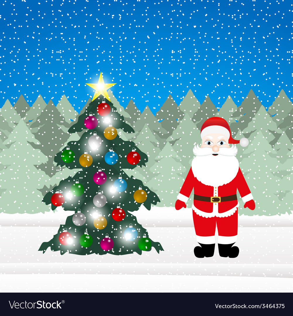 Santa Claus And Christmas Tree Royalty Free Vector Image