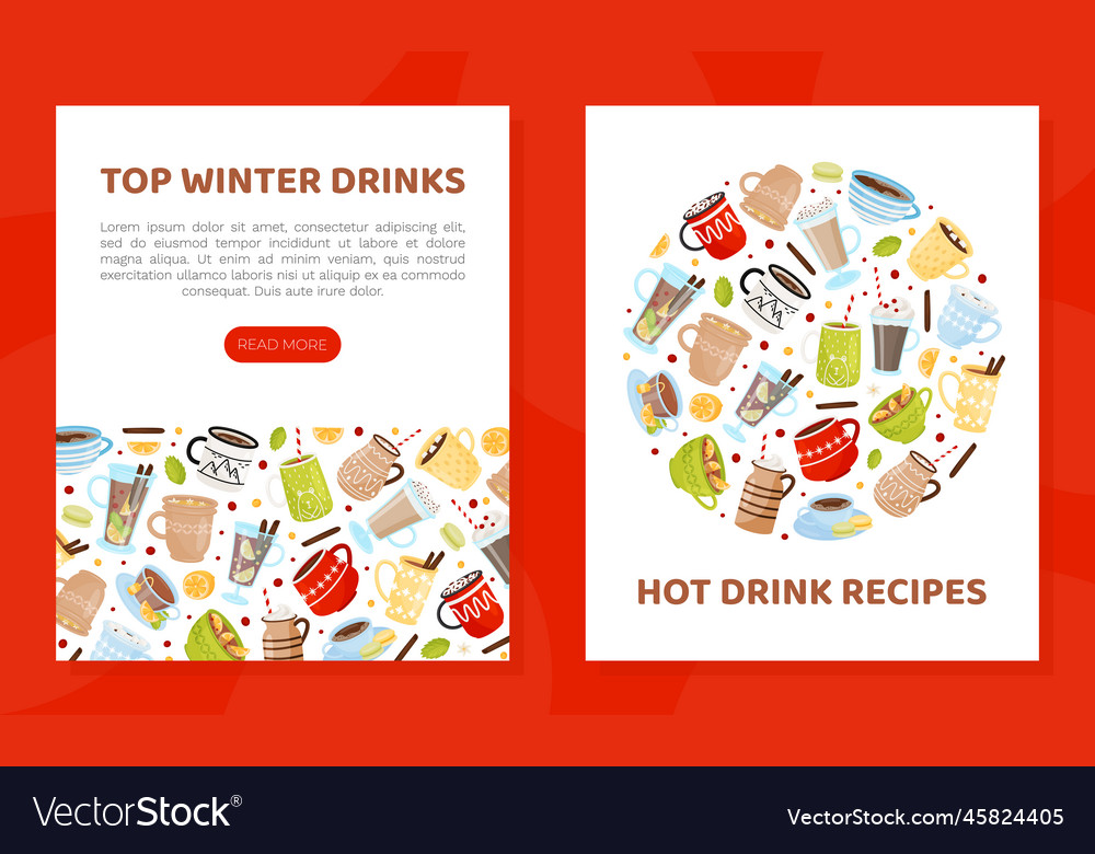 Hot Winter Drinks Banner Design With Mug Vector Image