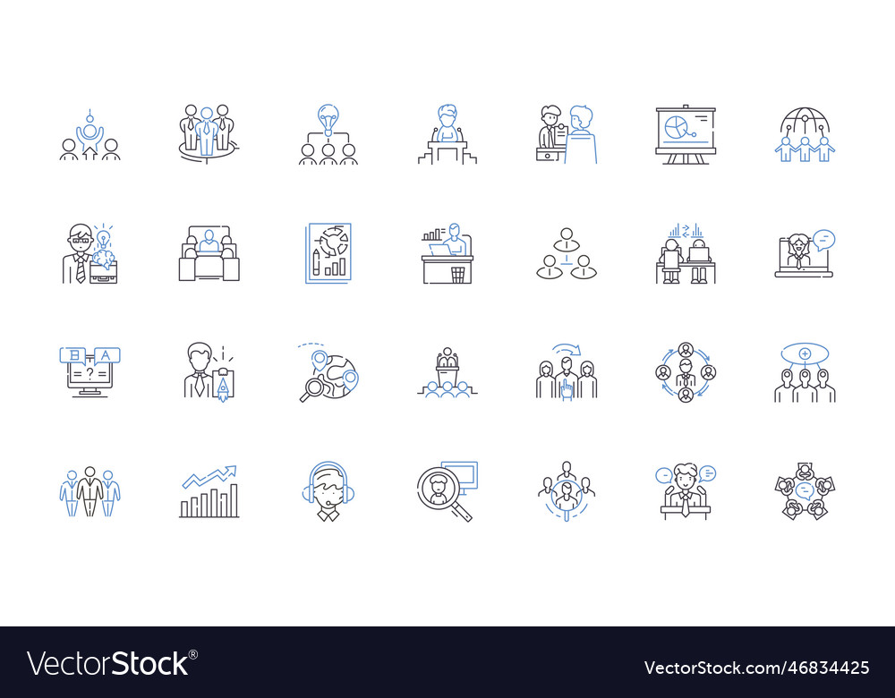 Firm Oversight Line Icons Collection Supervision Vector Image